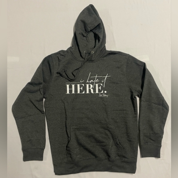 NWOT Matt Mathews I Hate It Here Hoodie. Size M - Picture 2 of 5